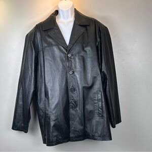 USA Leather Jackets Mens 3XL Black Button Up Blazer Bikercore‎ 90s Grunge Edgy